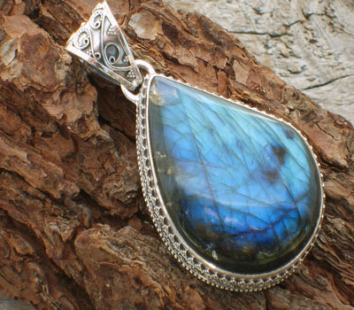 Pendant Labradorite & Sterling Silver  - Large